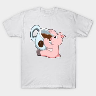 Pig with Cup of Coffee T-Shirt